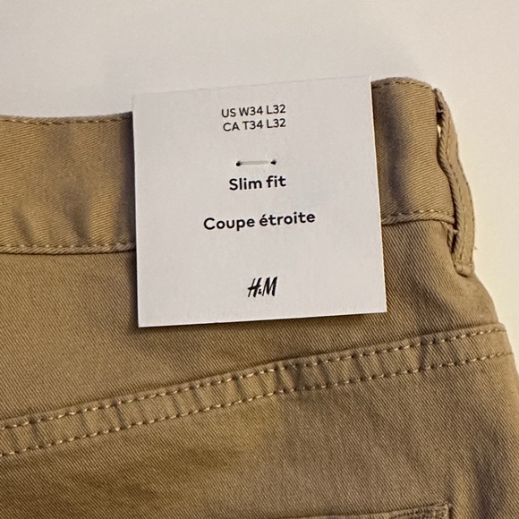 H&M Men's Khaki Cotton Slim Fit Chinos 34x32 - Picture 8 of 8